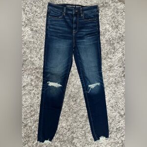American Eagle Outfitters Dark Blue Distressed Jeans